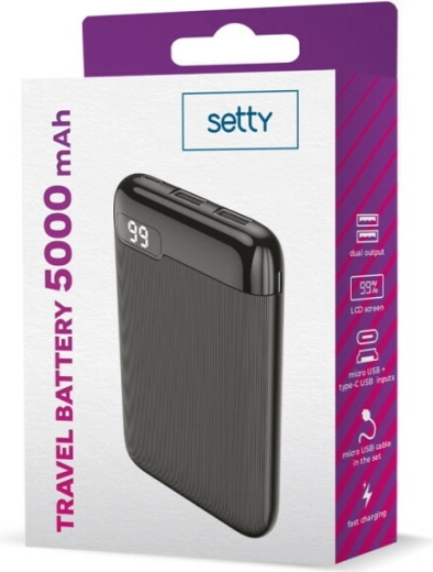 Setty power bank 5000 mAh cu ecran LCD