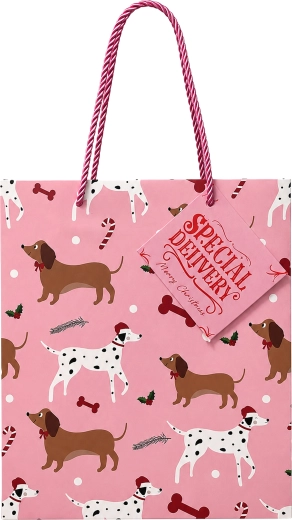 Saco de cadou de Crăciun cu motiv de câini - 1 bucată