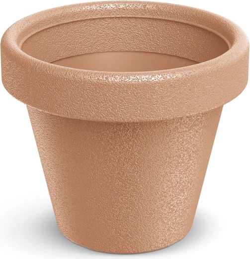 Ghiveci din plastic cu margine reliefată, diametru 29,8 cm, teracotă