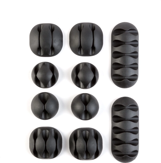 Organizator autoadeziv pentru cabluri, negru, 26 de cleme