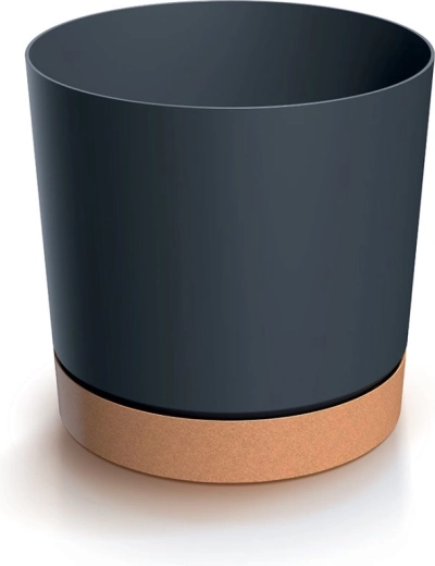 Ghiveci cu farfurioară TUBO PM 17,8 cm antracit/naturo ECO