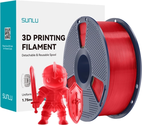 Sunlu PLA+ filament 1,75 mm – roșu transparent