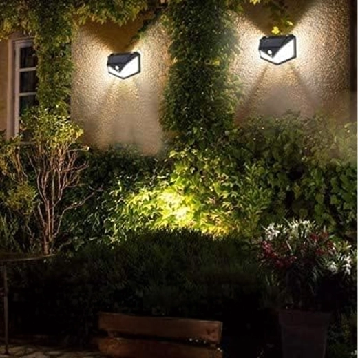 Lampă LED solară de perete cu senzor de mișcare și amurg, 100 LED