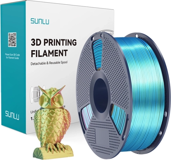 Filament Sunlu PLA+ Silk tricolor roșu–galben–verde