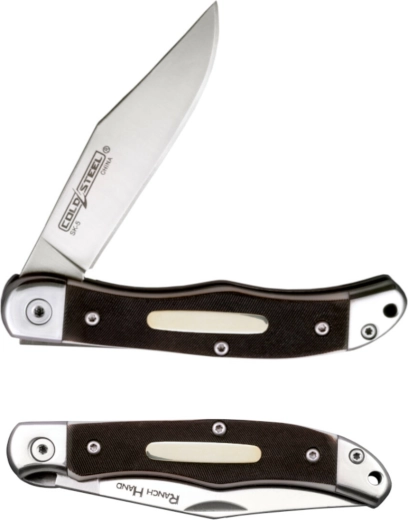 Cold Steel Ranch Hand cuțit de buzunar clasic 7,6 cm cu plăsele din os și teacă din piele