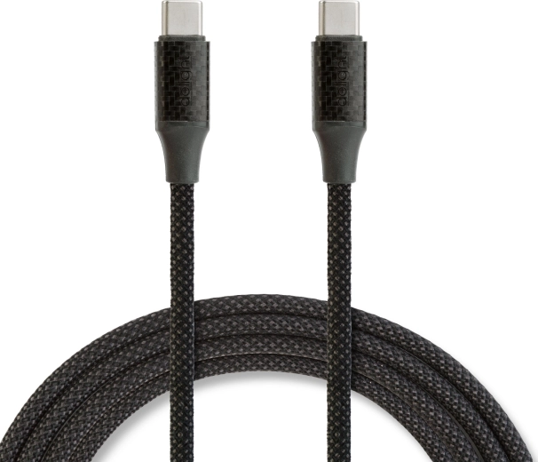 Cablu USB-C împletit magnetic, USB-C la USB-C, 1 m, 60 W, negru