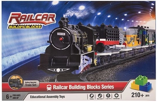 Set de construcție tren de mare viteză cu șine, 210 piese, lumină și sunet - 1 buc
