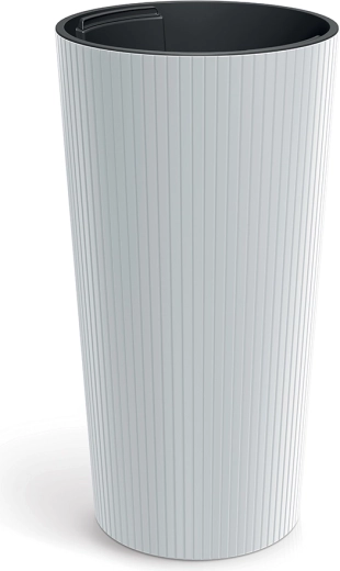 Ghiveci Lamia Slim 30 cm alb cu inserție interioară