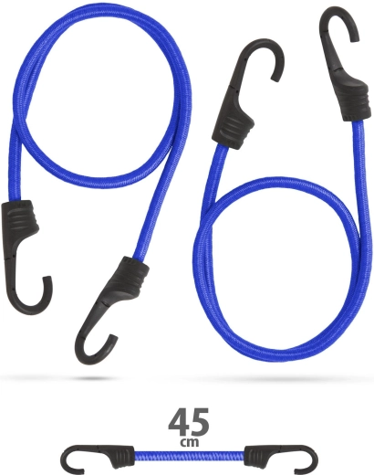Set de corzi elastice de fixare albastre, 45 cm, 2 bucăți