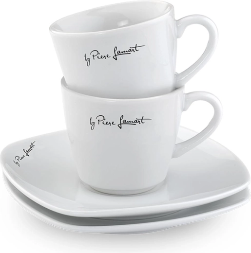 Lamart cești din porțelan cu farfurioare Dine, 2 buc., 90 ml