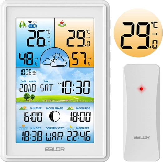 Stație meteorologică fără fir BALDR cu afișaj color
