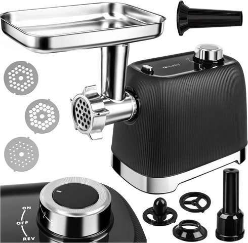 Mașină electrică de tocat carne Ruhhy 2400 W cu funcție Reverse și 3 site din inox