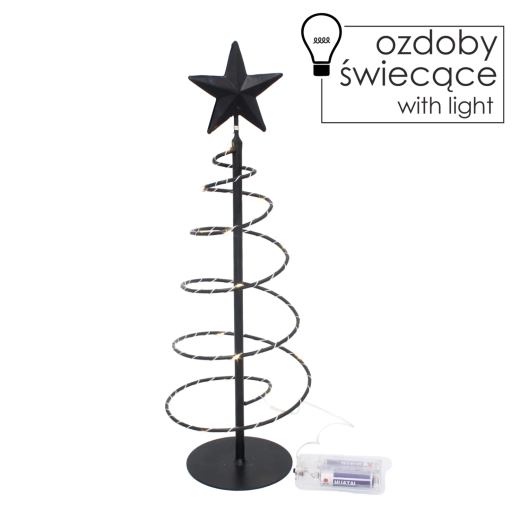 Brad metalic de Crăciun cu iluminare LED 39 cm – negru