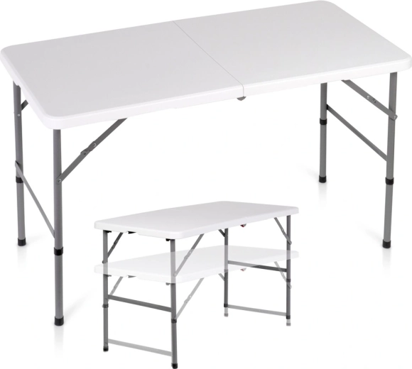 Masă pliantă de catering Vilde 2 în 1, albă, 120 × 60 cm, înălțime 49/73,5 cm