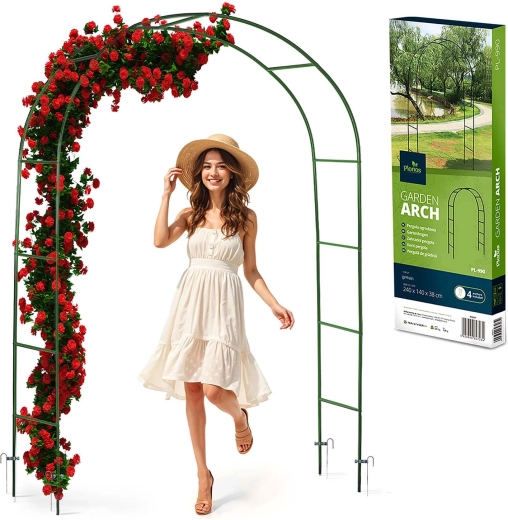Pergolă arcuită de grădină 240 cm – verde închis, oțel cu vopsea pulbere