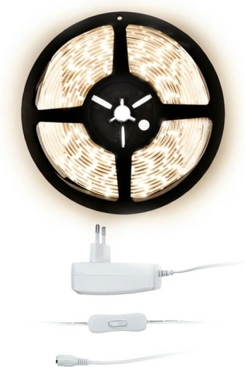 Bandă LED Solight 5 m cu adaptor 12 V, alb neutru 4000 K, IP20