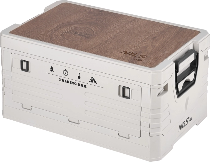 Cutie de depozitare pliabilă cu capac și blat din lemn 32 l, bej