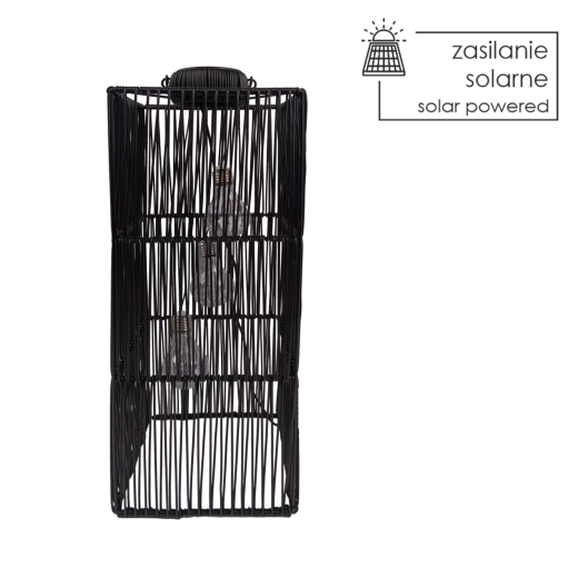 Felinar LED solar negru, 55 cm