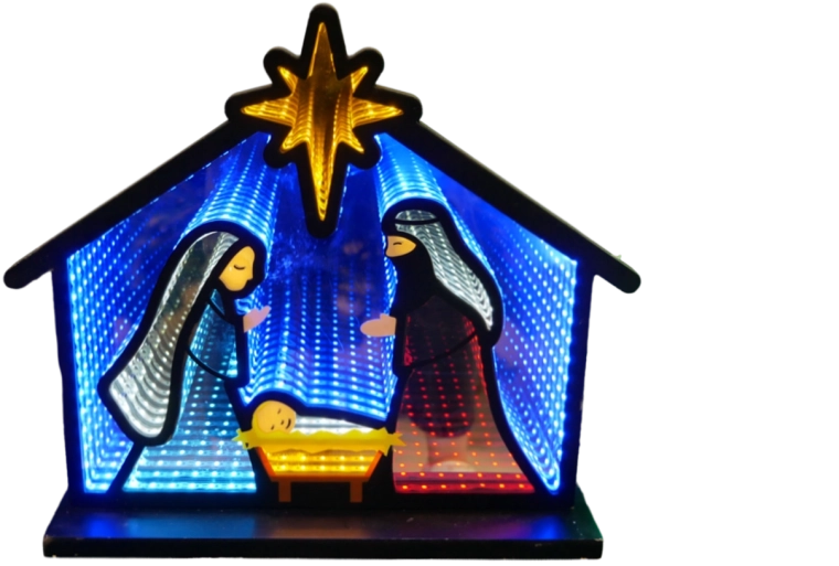 Iesle de Crăciun 3D cu efect LED de oglindă infinită