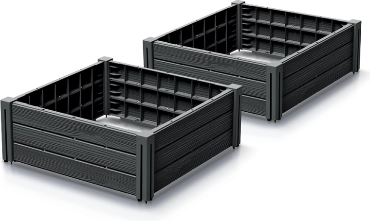 Set de straturi înălțate BASEPLANT, 2 buc, 61,8 × 61,8 × 23 cm, antracit