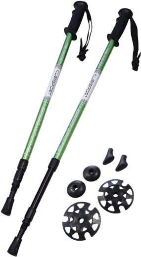 Bețe telescopice de trekking Kubisport cu antishock, verzi (1 pereche)