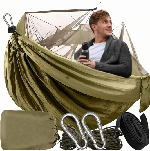 Hamac balansoar cu plasă împotriva țânțarilor pentru camping și grădină, capacitate 180 kg