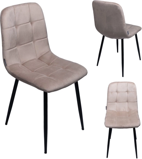Scaun de dining tapițat din catifea, loft, bej - 1 bucată