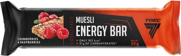 Baton muesli energetic Trec cu merișoare și zmeură 30 g