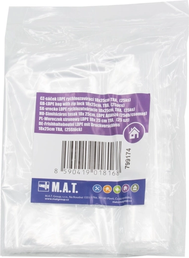 Pungi cu închidere rapidă LDPE 18 × 25 cm, transparente (25 buc.)