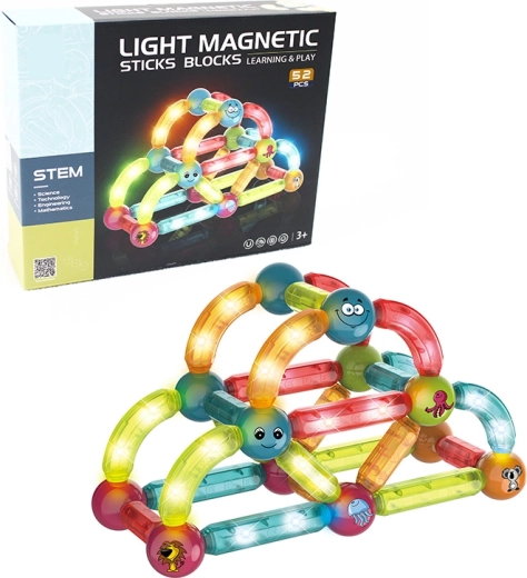 Set de construcție magnetic luminos 52 piese