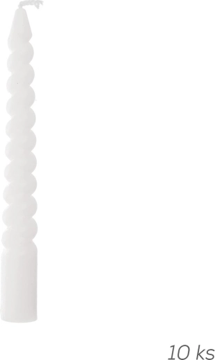 Lumânări decorative răsucite albe 10 cm, 10 buc.