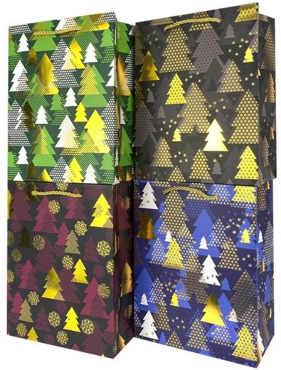 Sacoșă cadou din hârtie TORO cu brăduț de Crăciun 23 × 18 × 10 cm - 1 bucată