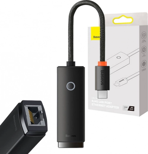 Adaptor de rețea Baseus Lite Series USB-C la RJ45 (negru)