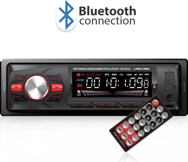 Radio auto 1 DIN cu Bluetooth, tuner FM, USB și cititor de carduri SD