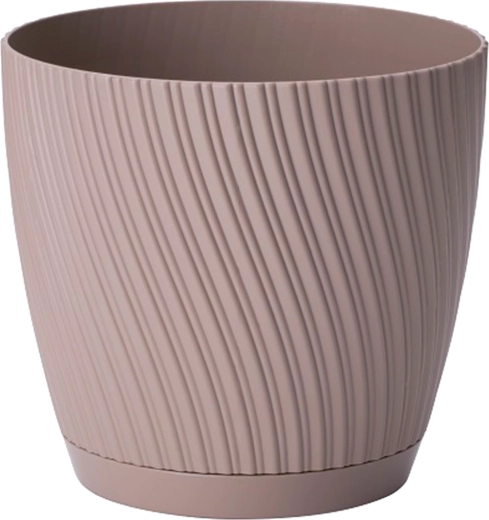 Ghiveci MIKA Eco Recycled cu farfurioară 23 cm gri‑bej