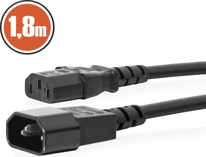 Cablu de alimentare IEC C13 la IEC C14, 1,8 m