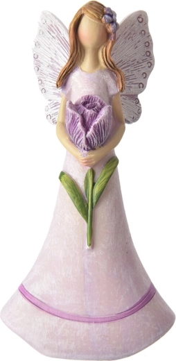 Zână decorativă din polyresin cu floare roz