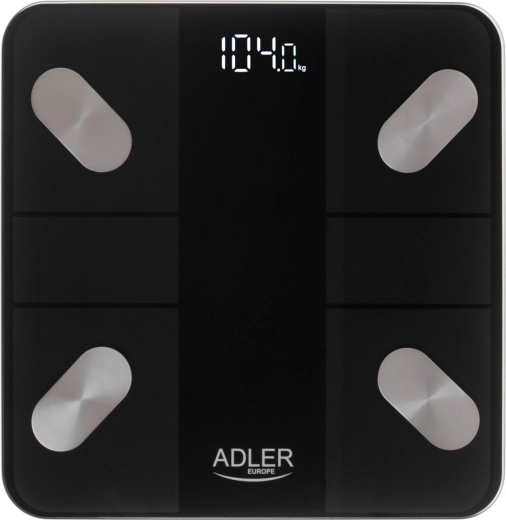 Cântar personal inteligent analitic Adler cu aplicație Tuya, negru