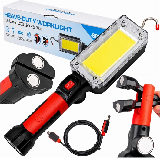 Lampă LED de inspecție pentru atelier, cu cârlig și magnet, 700 lm, 20 W