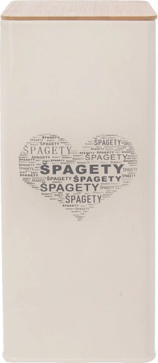 Cutie pentru spaghete cu motiv Inimă, tablă și lemn, 28,5 cm