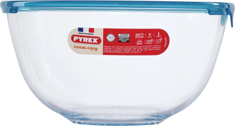 Bol din sticlă Pyrex cu capac, 2 l, 21 cm