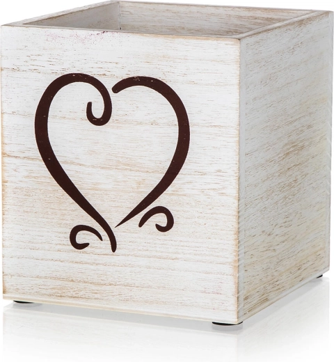 Cutie decorativă din lemn cu motiv inimă 13 × 13 × 14 cm