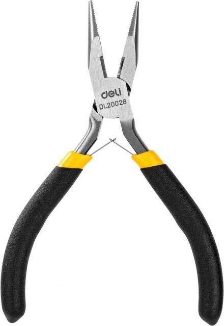 Clești cu vârf lung DELI 125 mm (galbeni)