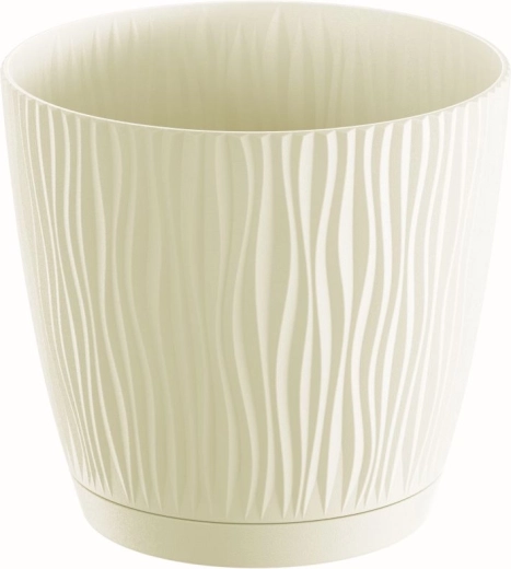 Ghiveci Sandy cu farfurioară 16,8 cm crem