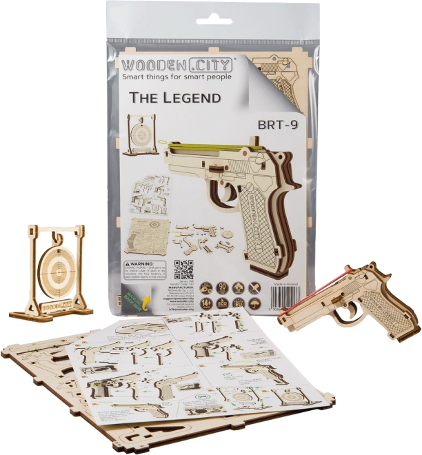 Puzzle 3D din lemn pistol Legend BRT‑19 WOODEN CITY (31 piese)