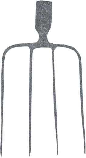 Furcă forjată cu patru dinți fără coadă, cu vopsea ciocănită