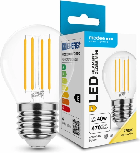 Bec LED Modee Filament Globe Mini G45 4 W E27, 430 lm, alb cald