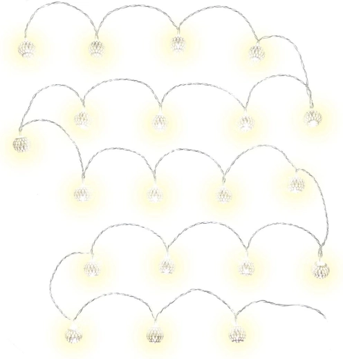 Instalație luminoasă de Crăciun Retlux cu globuri argintii, 20 LED-uri