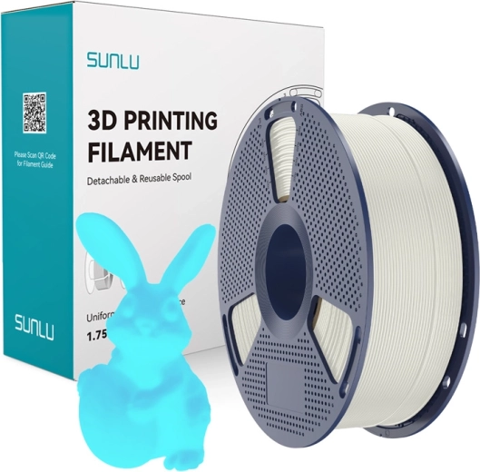 Filament Sunlu PLA care luminează în întuneric, alb-albastru