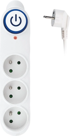 Solight protecție la supratensiune cu prelungitor, 3 prize, 1,5 m, alb